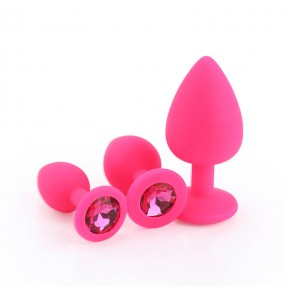 Pink Diamond Silicone Anal Plug (Full Set 3 Pieces)